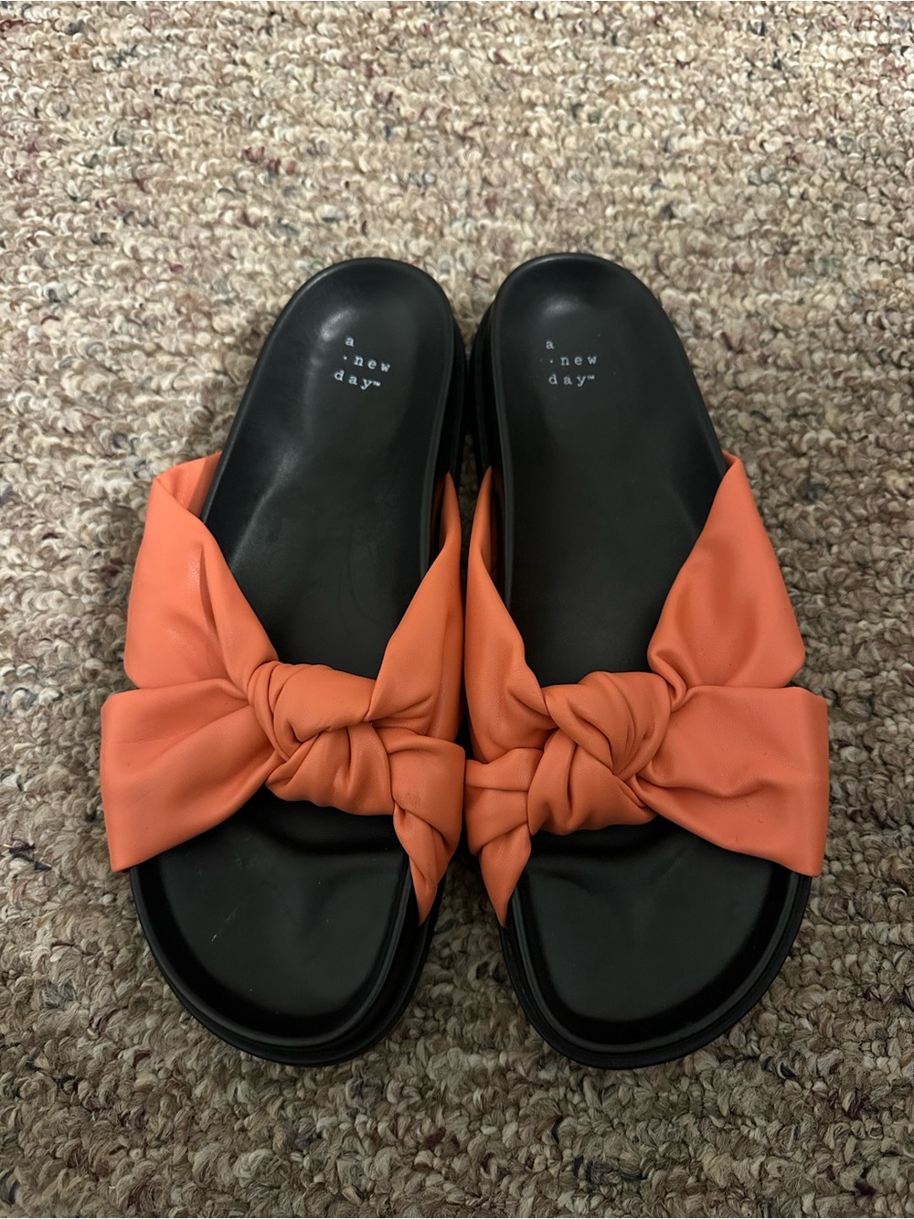 a new day Women's Orange Knot Slide sandal